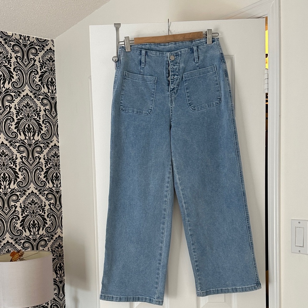 Stylish Blue Wide Leg Women's Jeans